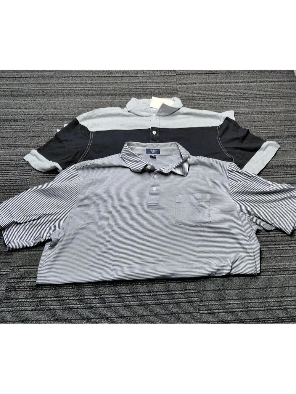 Lot Of 2 Mens XL Polo Shirts Hickey Freeman Gray Striped Casual Golf